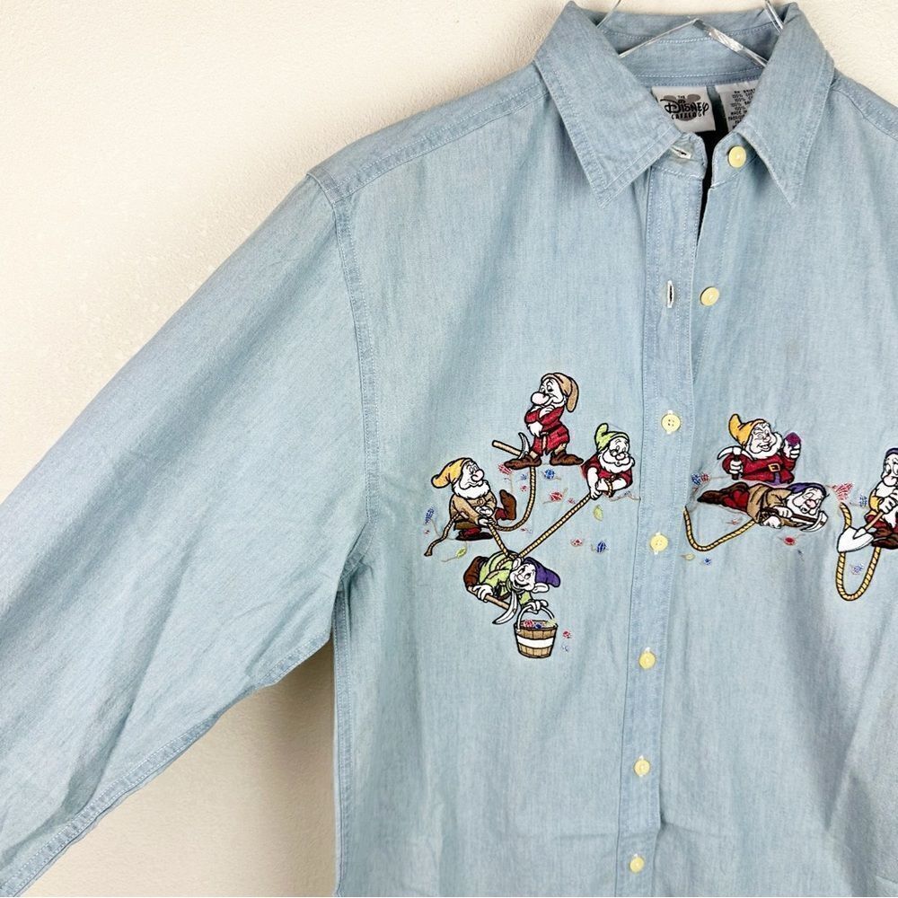 Vintage 90s Disney Catalog Snow White 7 Dwarfs Button Down Blouse Small - Picture 4 of 7